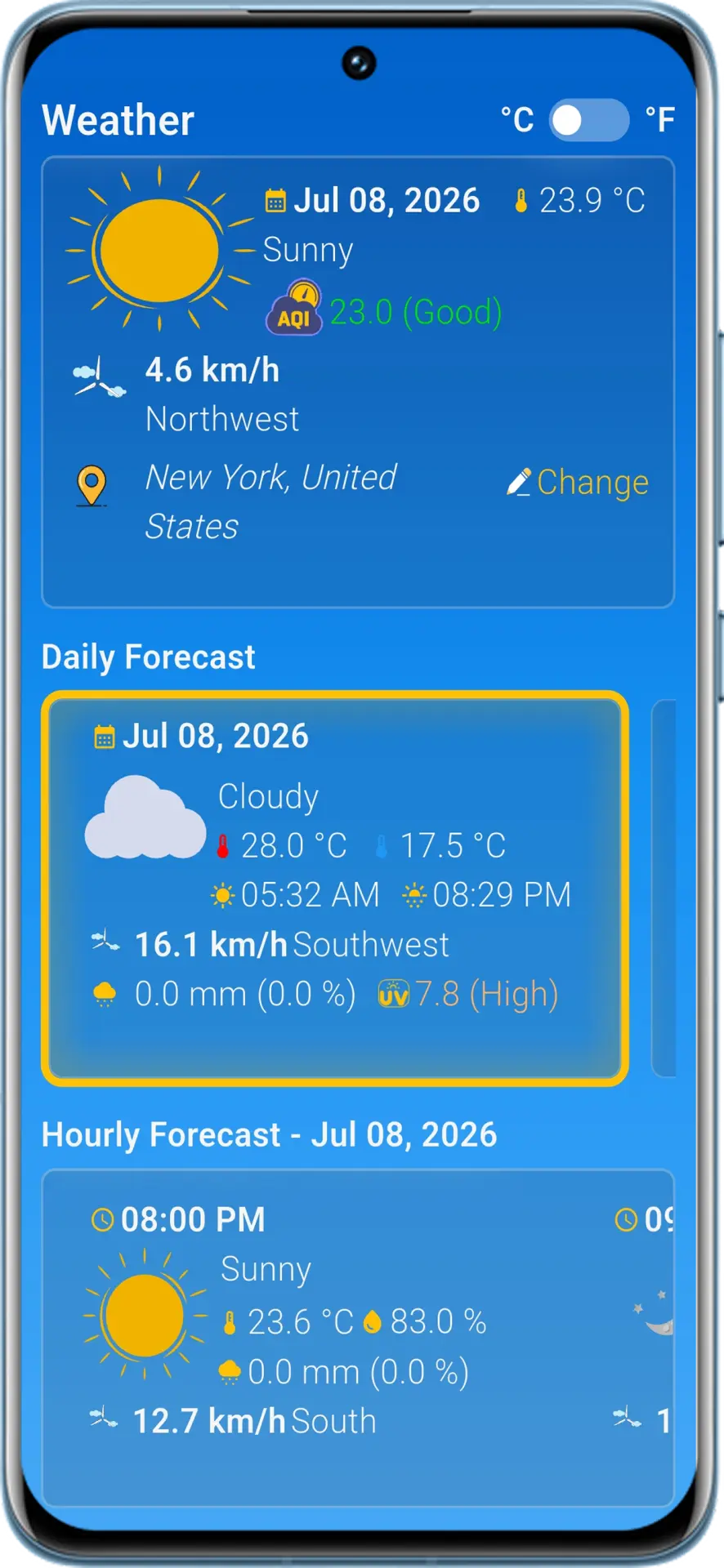 WeatherDetails main screen
