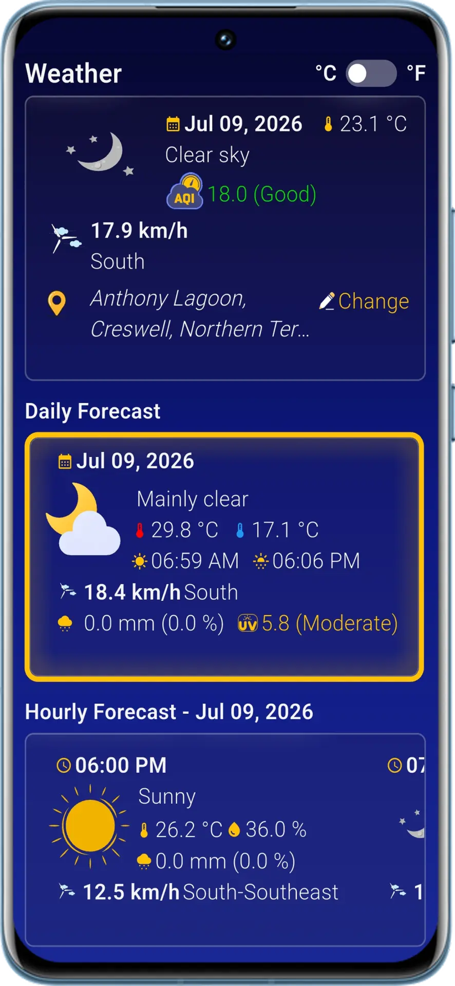 Weather details screen